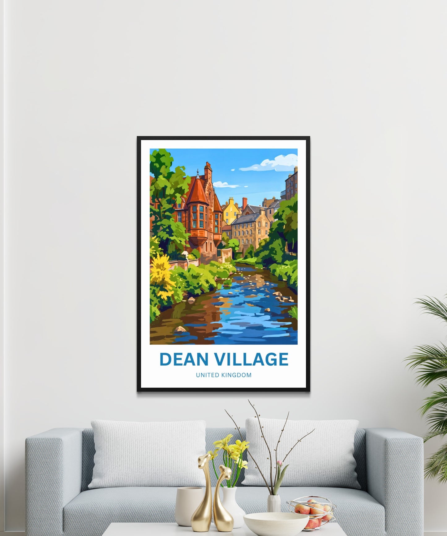 Dean Village Travel Poster - Tranquil Village Escape