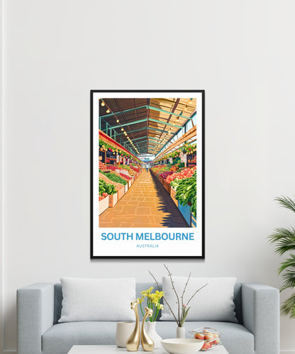 South Melbourne Market Travel Poster  - Explore Melbourne’s Fresh Side