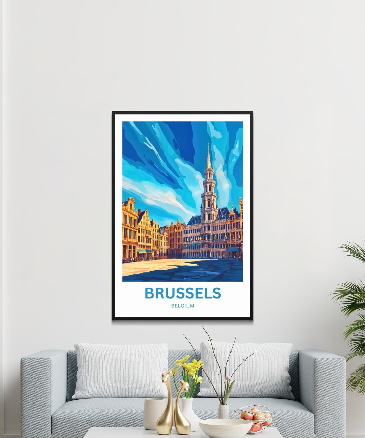 Brussels Travel Poster - Belgium Grand Place