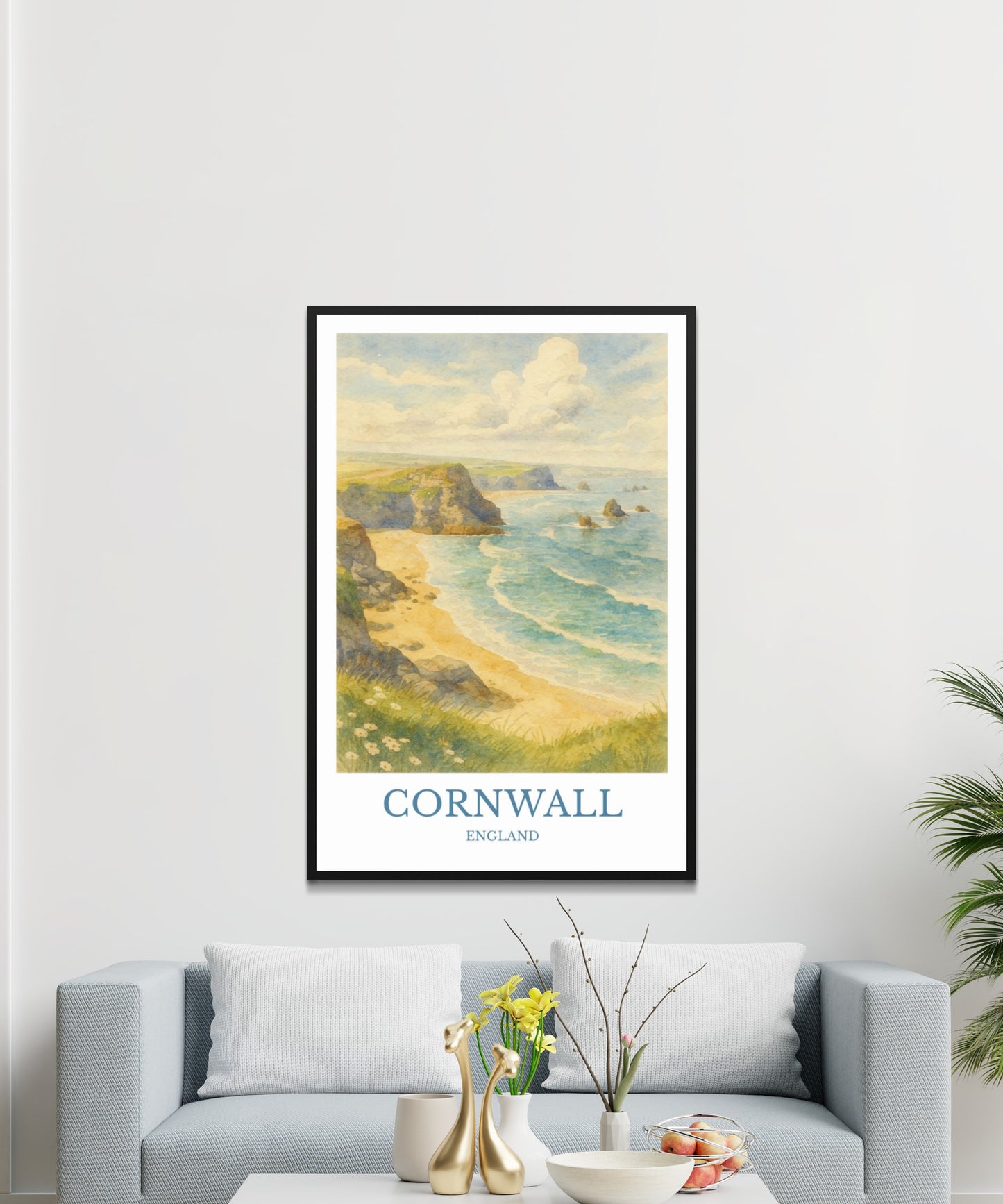 Cornwall, Watercolor design poster, England Print, Cornwall Wall Art