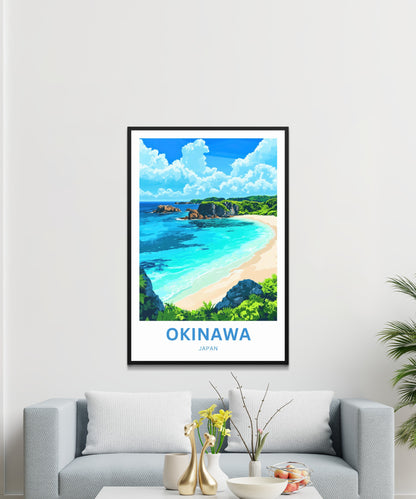 Okinawa Beach Travel Poster  - Where Sea Meets Sky