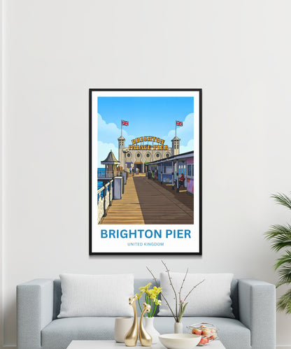 Brighton Pier Travel Poster - Coastal Attraction