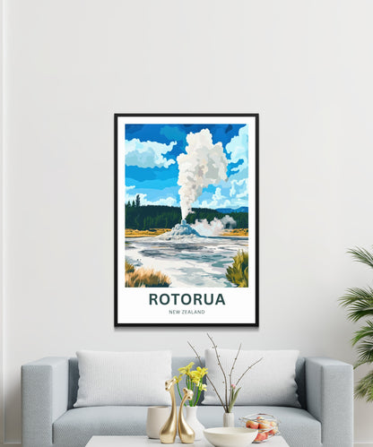 Rotorua Travel Poster - Land of Steam and Spirit