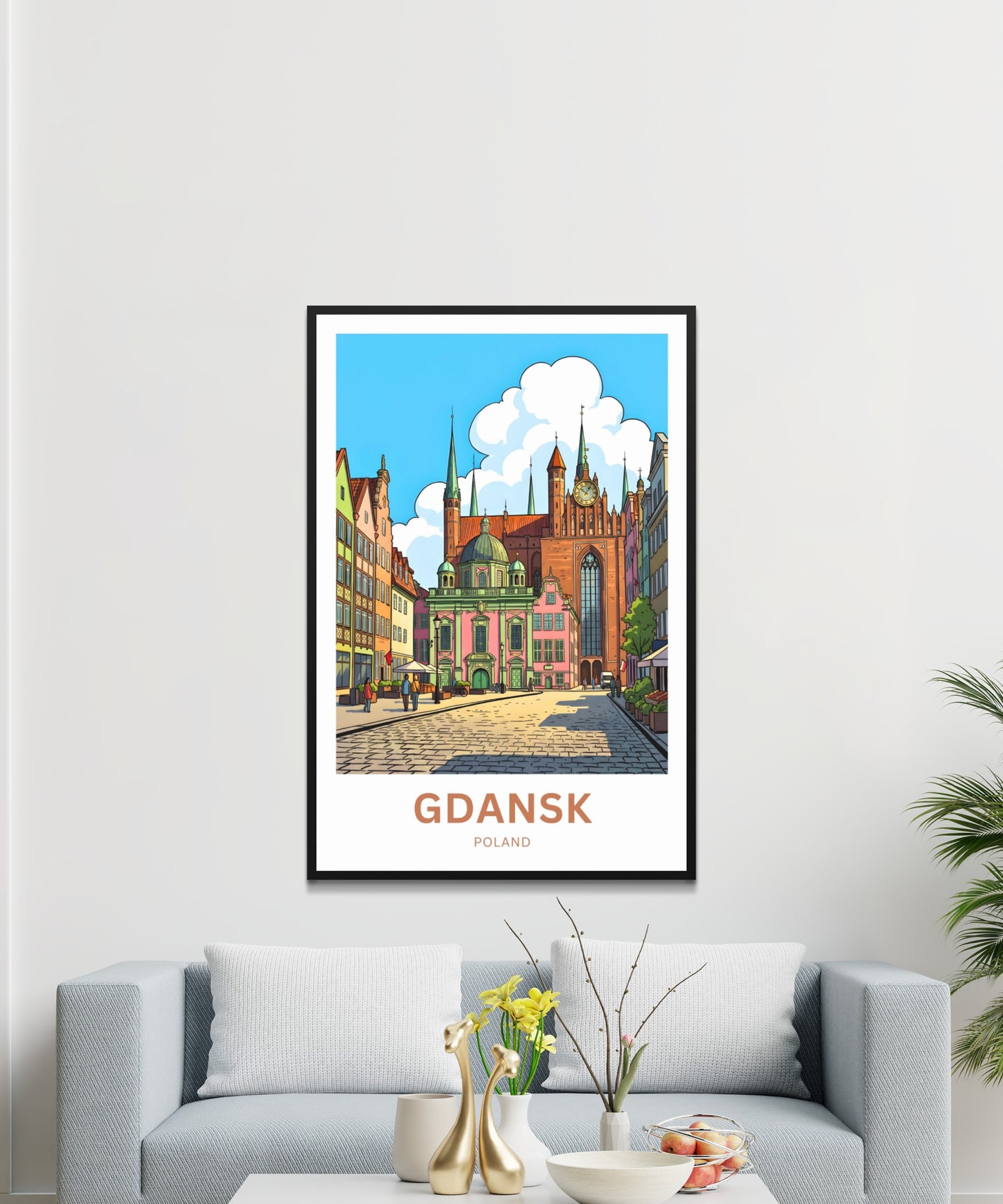 Gdańsk  Travel Poster - Spires Over the Square
