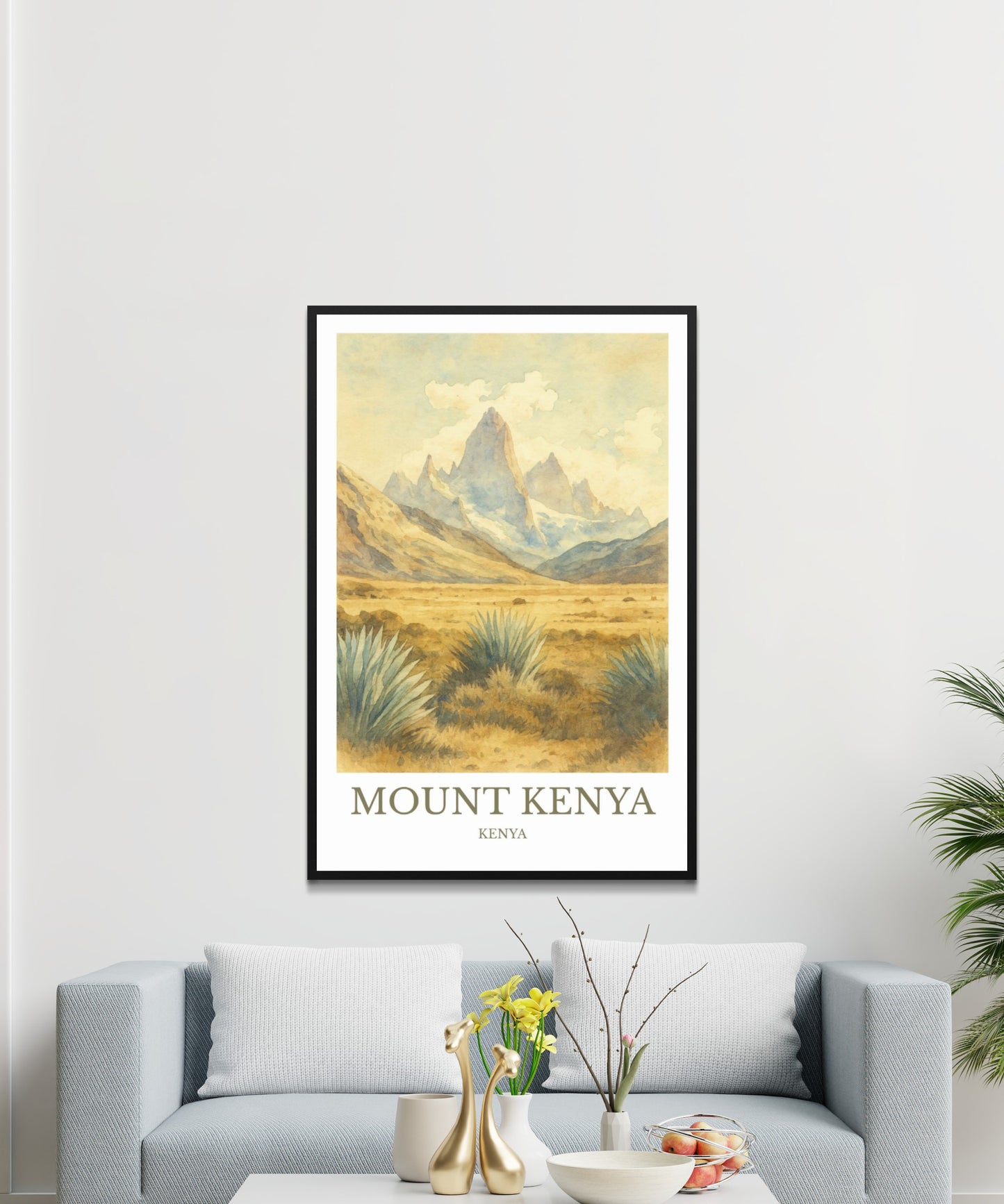 Mount Kenya, Watercolor design poster, Africa Print, Mount Kenya Wall Art