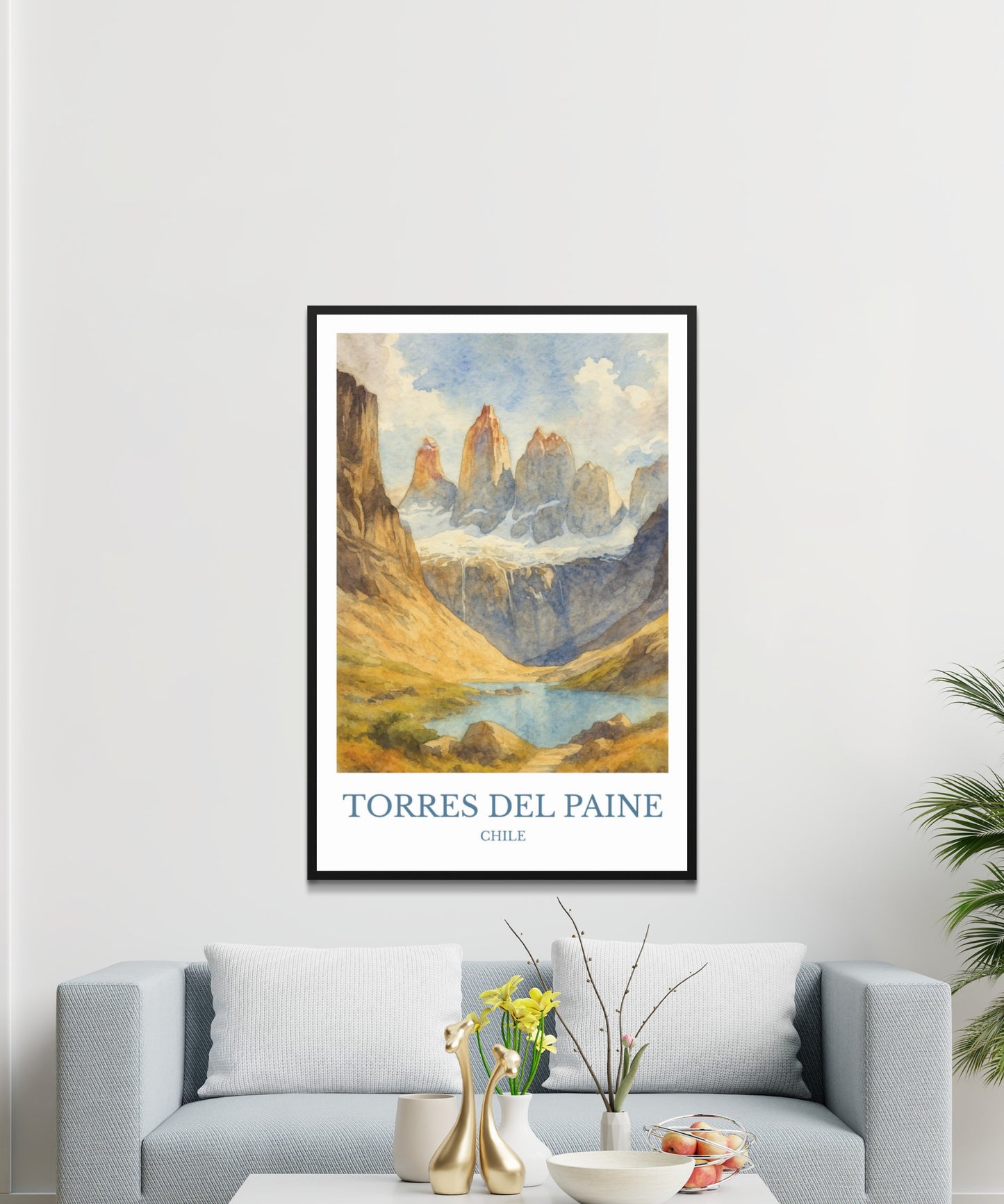 Torres del Paine, Watercolor design poster, Chile Print, Torres del Paine Wall Art