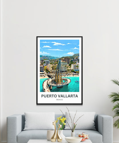 Puerto Vallarta  Travel Poster - Los Muertos Pier