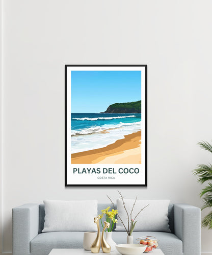 Playas del Coco Travel Poster  - Captivating Serene Shoreline of Costa Rica