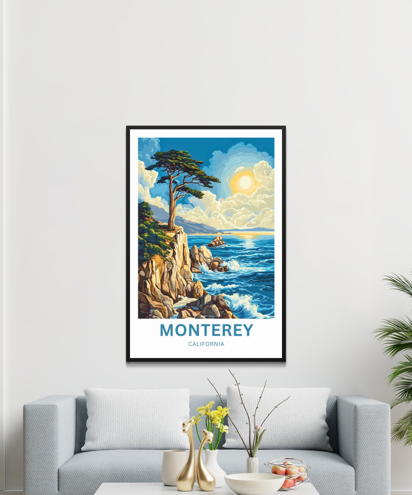 Monterey Travel Poster  - California Sunset and Coastal Views