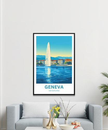 Geneva Travel Poster - A Splash of Swiss Grandeur