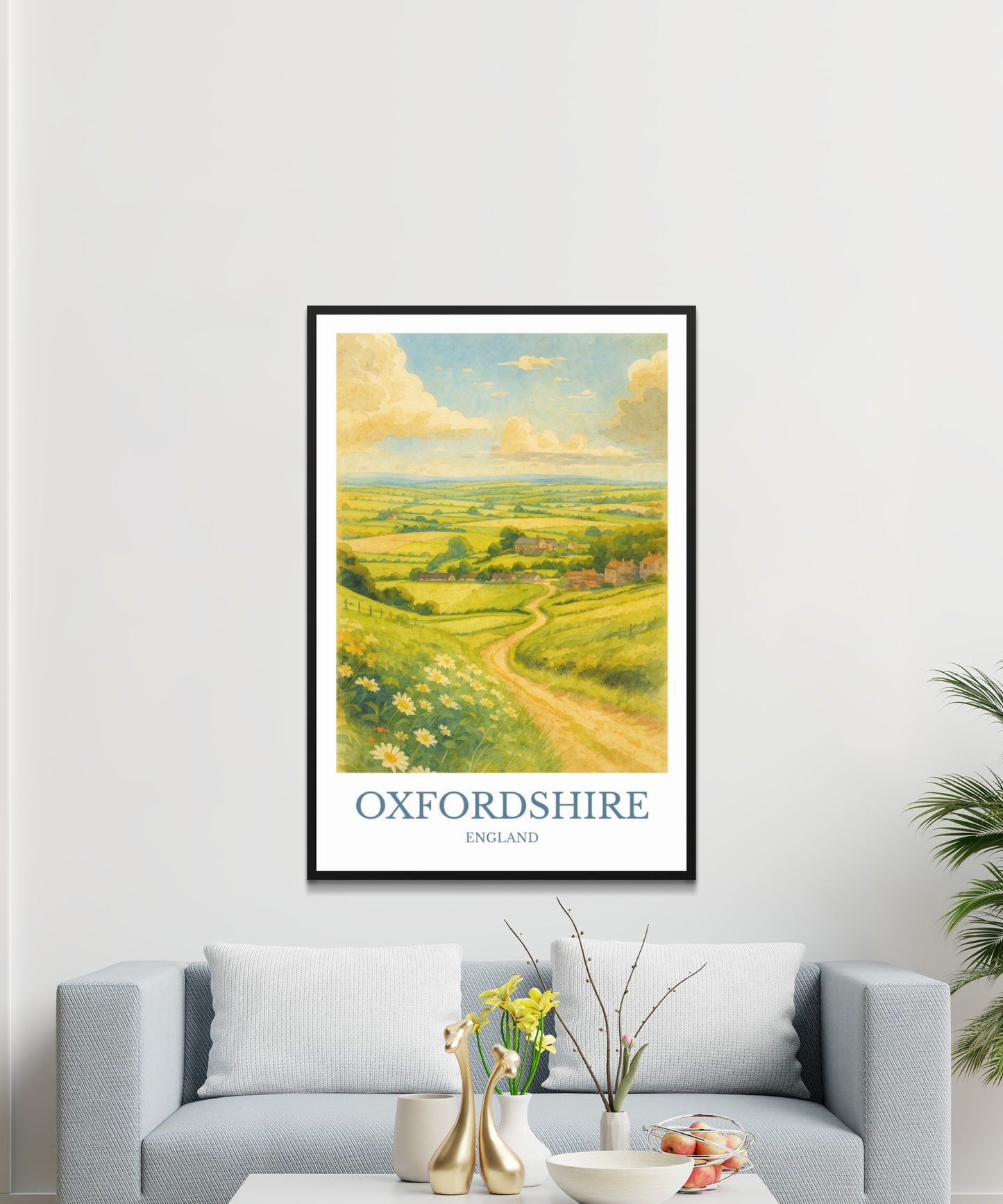 Oxfordshire, Watercolor design poster, England Print, Oxfordshire Wall Art