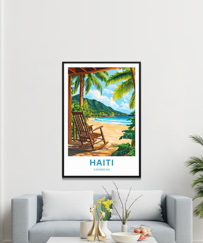 Haiti Travel Poster - Caribbean Waves of Calm