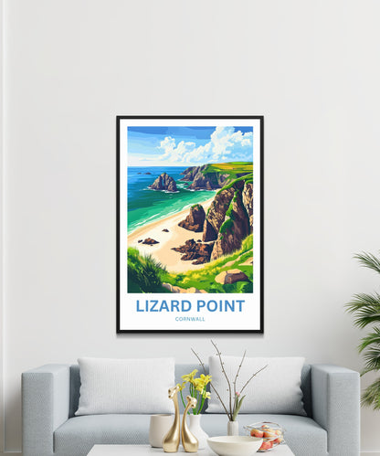Lizard Point Travel Poster - Cornwall Mesmerizing Cliff