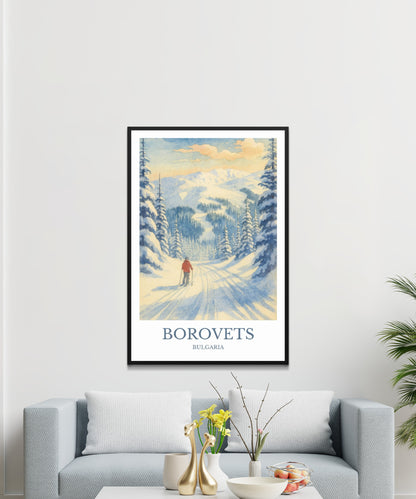 Borovets, Watercolor design poster, Bulgaria Print, Borovets Wall Art