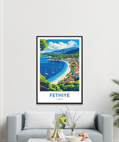 Fethiye Travel Poster - Charming Turkey's Coastal Town View