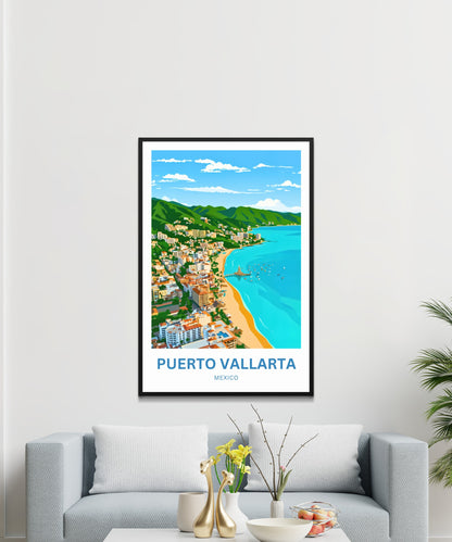 Puerto Vallarta  Travel Poster - Where Mountains Meet the Sea