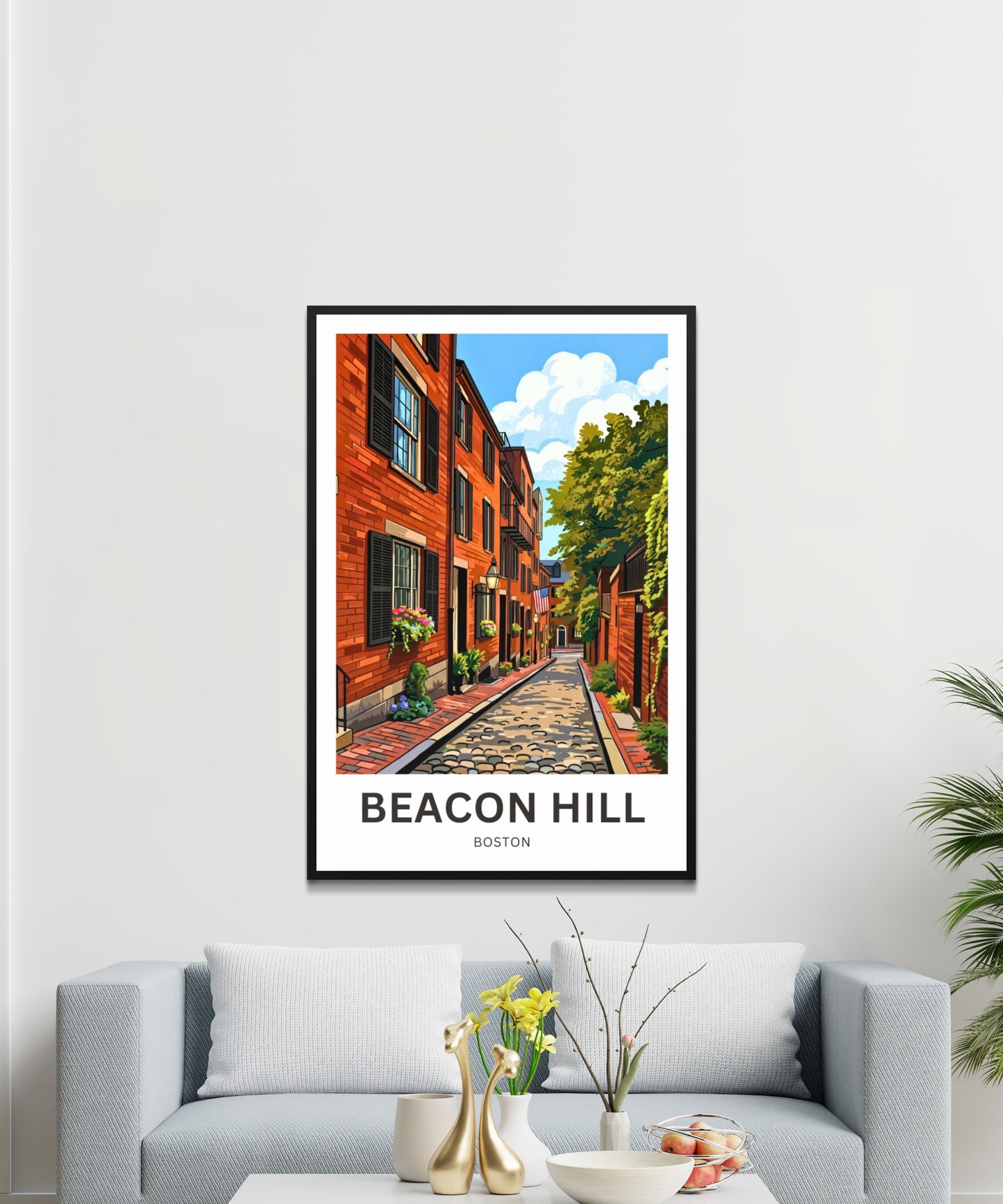 Beacon Hill Travel Poster -  Classic Streets of Boston