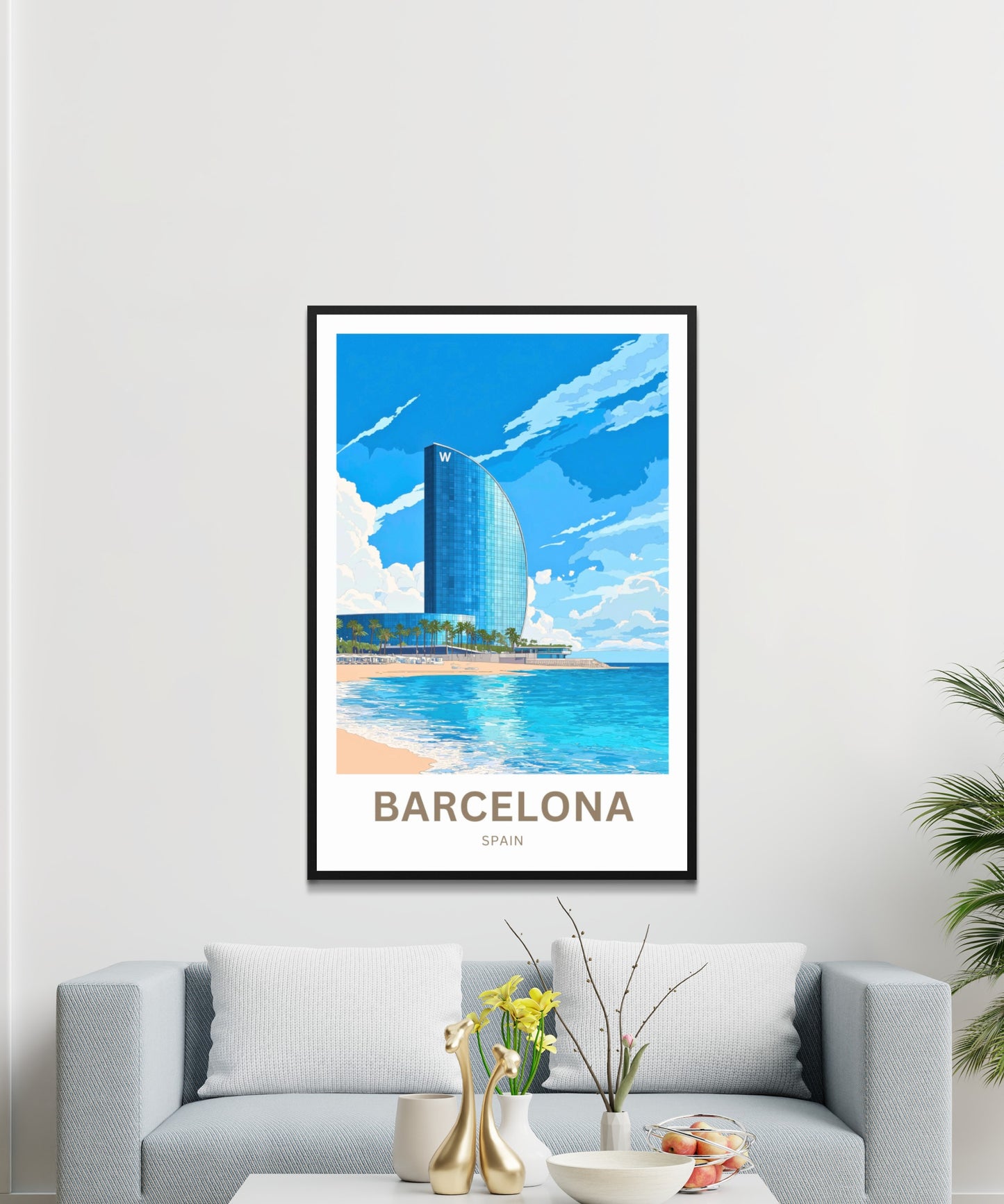 Barcelona Travel Poster  - Icon on the Mediterranean