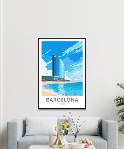 Barcelona Travel Poster  - Icon on the Mediterranean