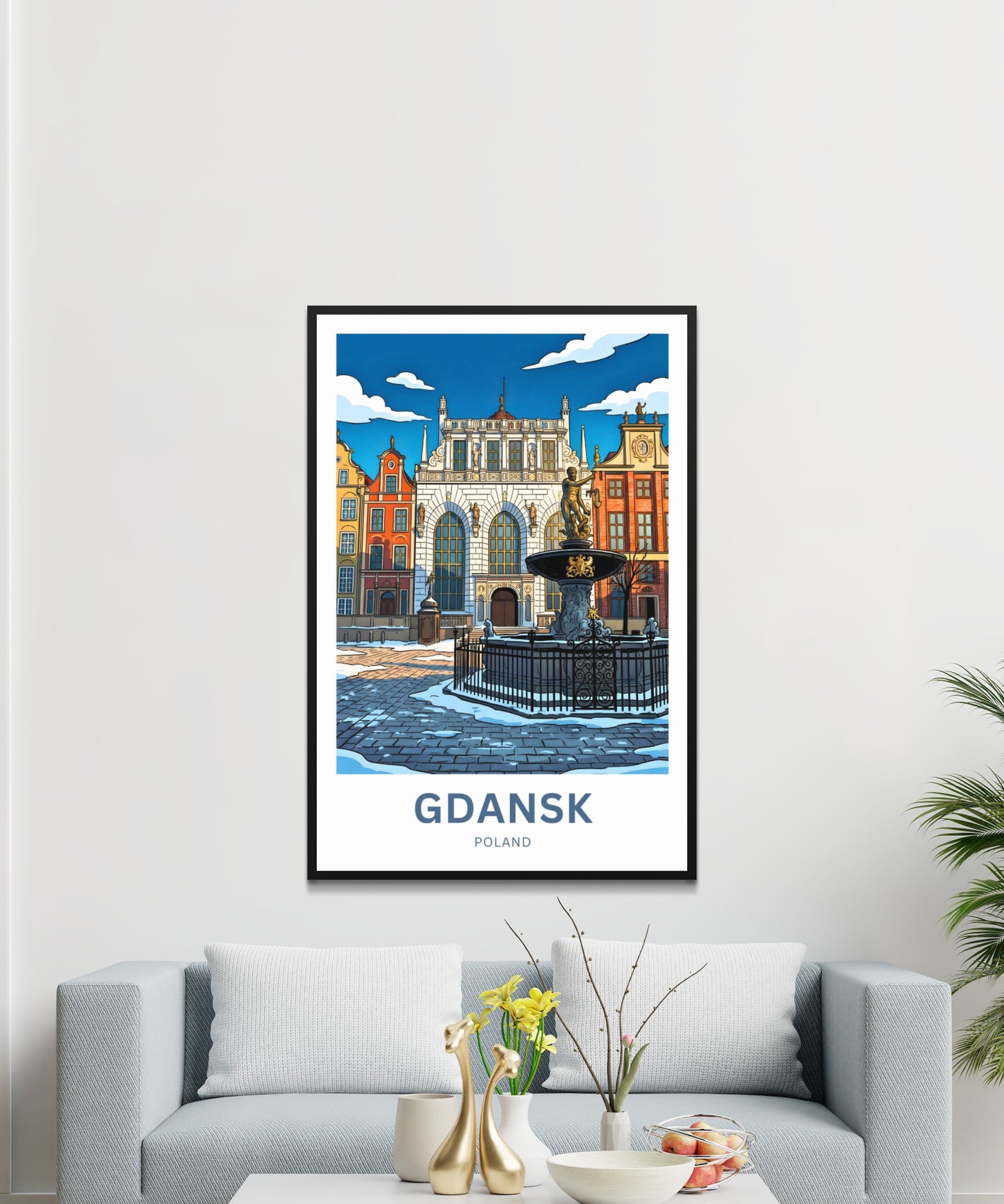 Gdańsk  Travel Poster - Fountain Square Splendor