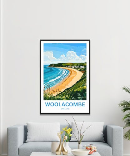 Woolacombe Travel Poster - Golden Sands by the Sea