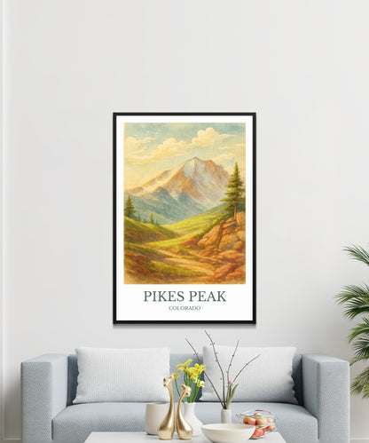 Pikes Peak, Watercolor design poster, Colorado Print, Pikes Peak Wall Art