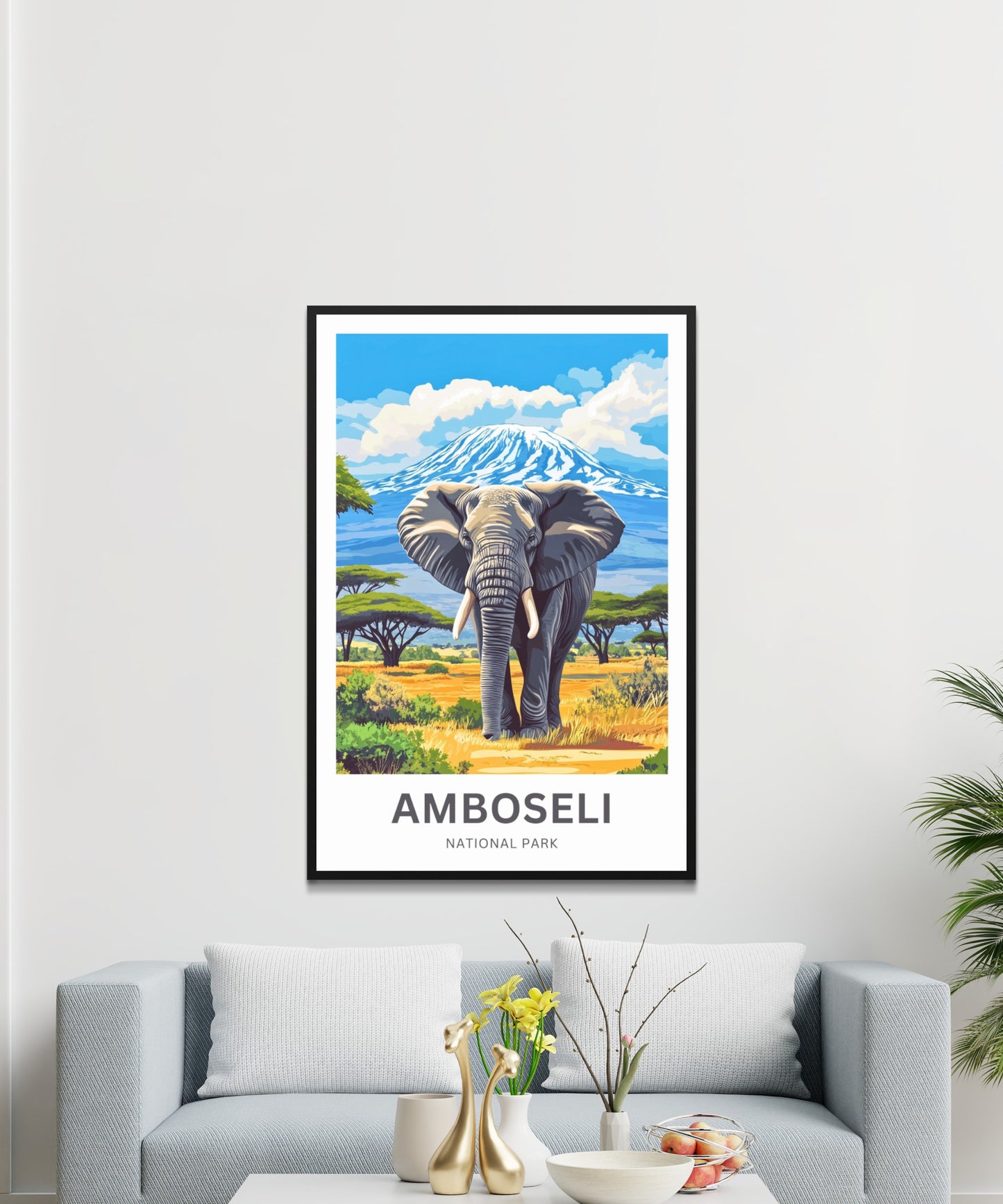 Amboseli National Park Travel Poster  - Tusker’s Pride, Kilimanjaro’s Might