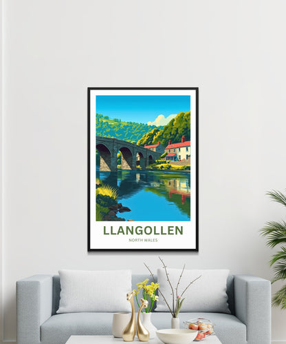 Llangollen Travel Poster - North Wales Bridge Over the Dee