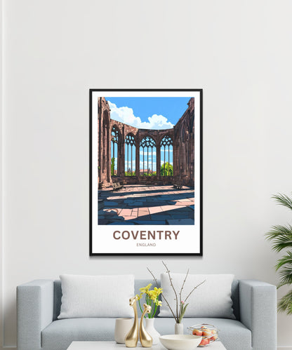 Coventry Travel Poster- Mesmerizing Interior View of Cathedral