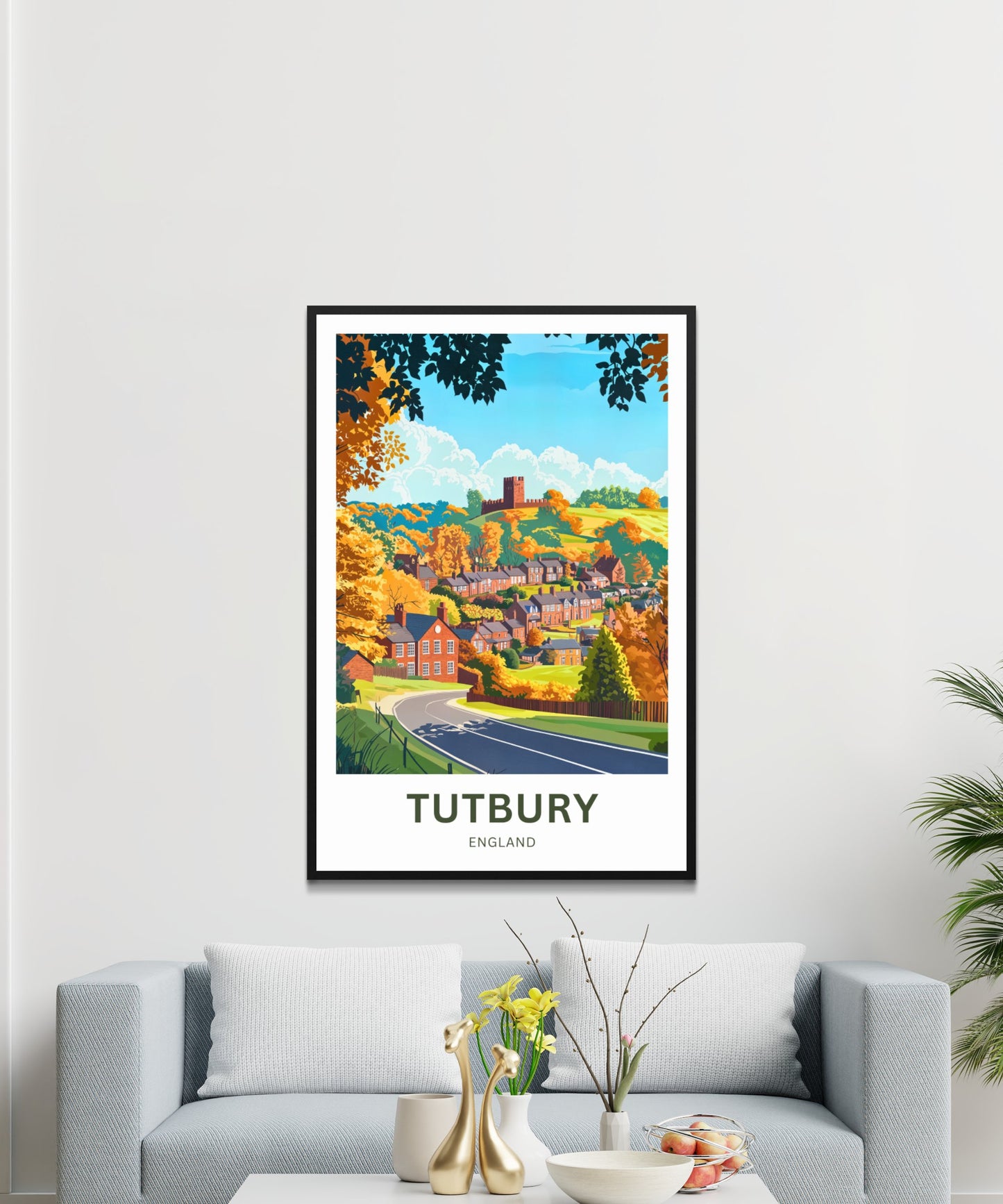 Tutbury Travel Poster - Rolling Hills & Village Timeless Charm