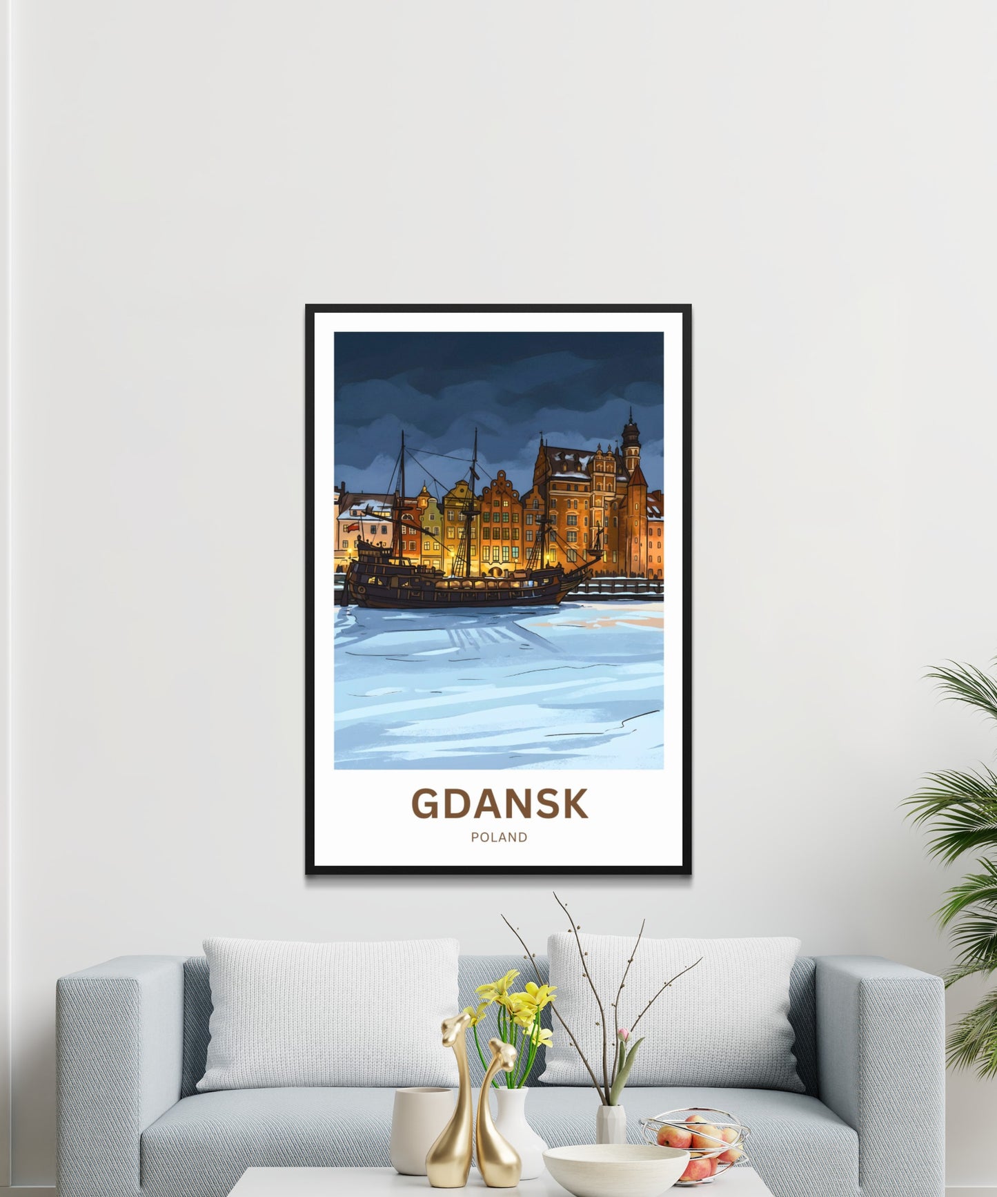 Gdańsk  Travel Poster - Glowing Port Nights