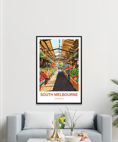 South Melbourne Market Travel Poster  - The Heartbeat of Melbourne
