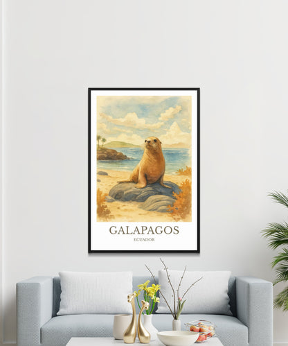 Galápagos Islands, Watercolor design poster, Ecuador Print, Galápagos Wall Art