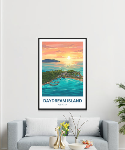 Daydream Island Travel Poster - Mesmerizing Sunset View