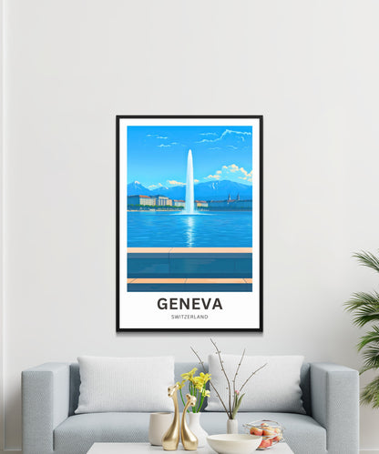 Geneva Travel Poster - Lake Geneva’s Shimmering Jewel