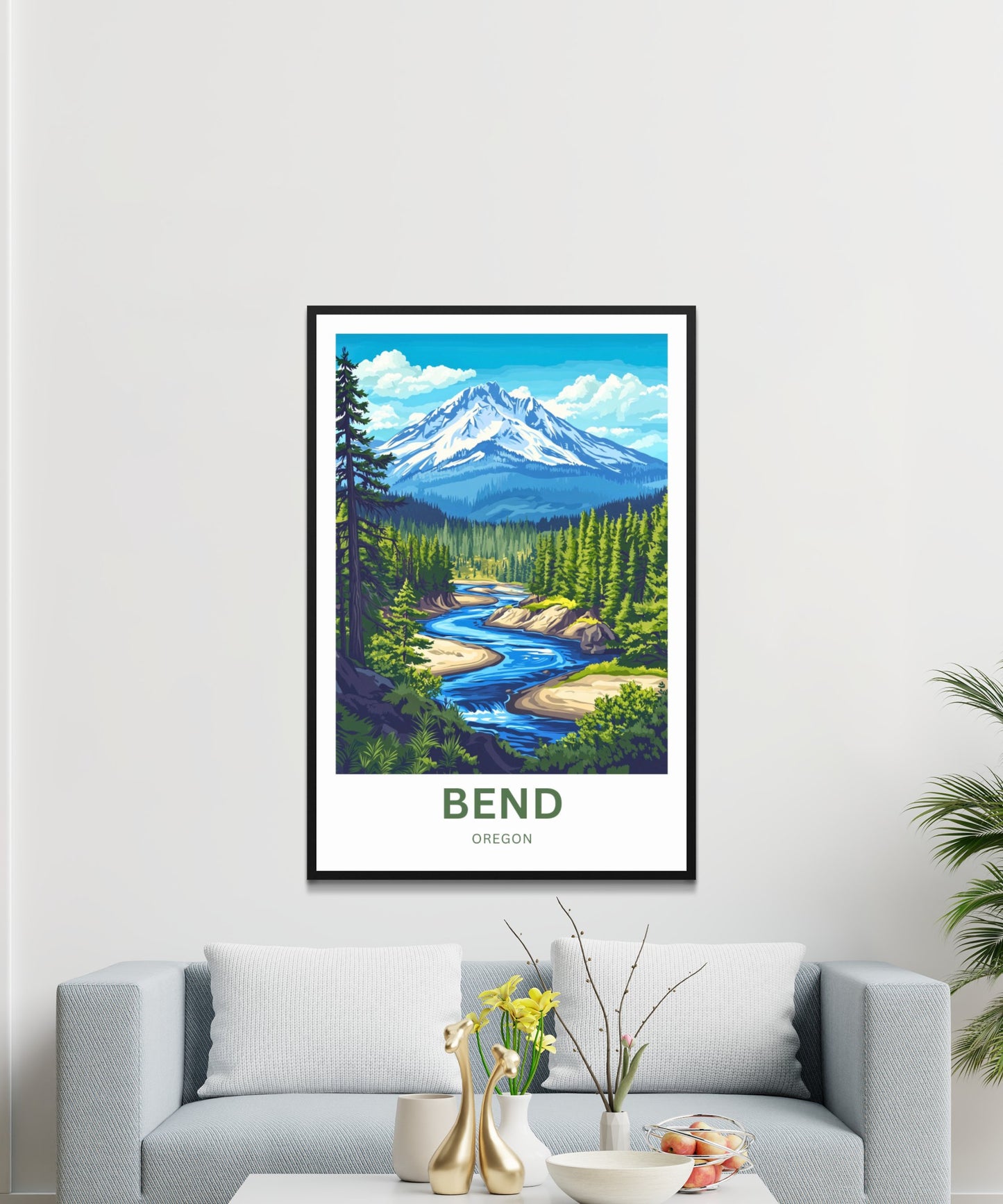 Bend Travel Poster - Oregon Stunning Mountains View