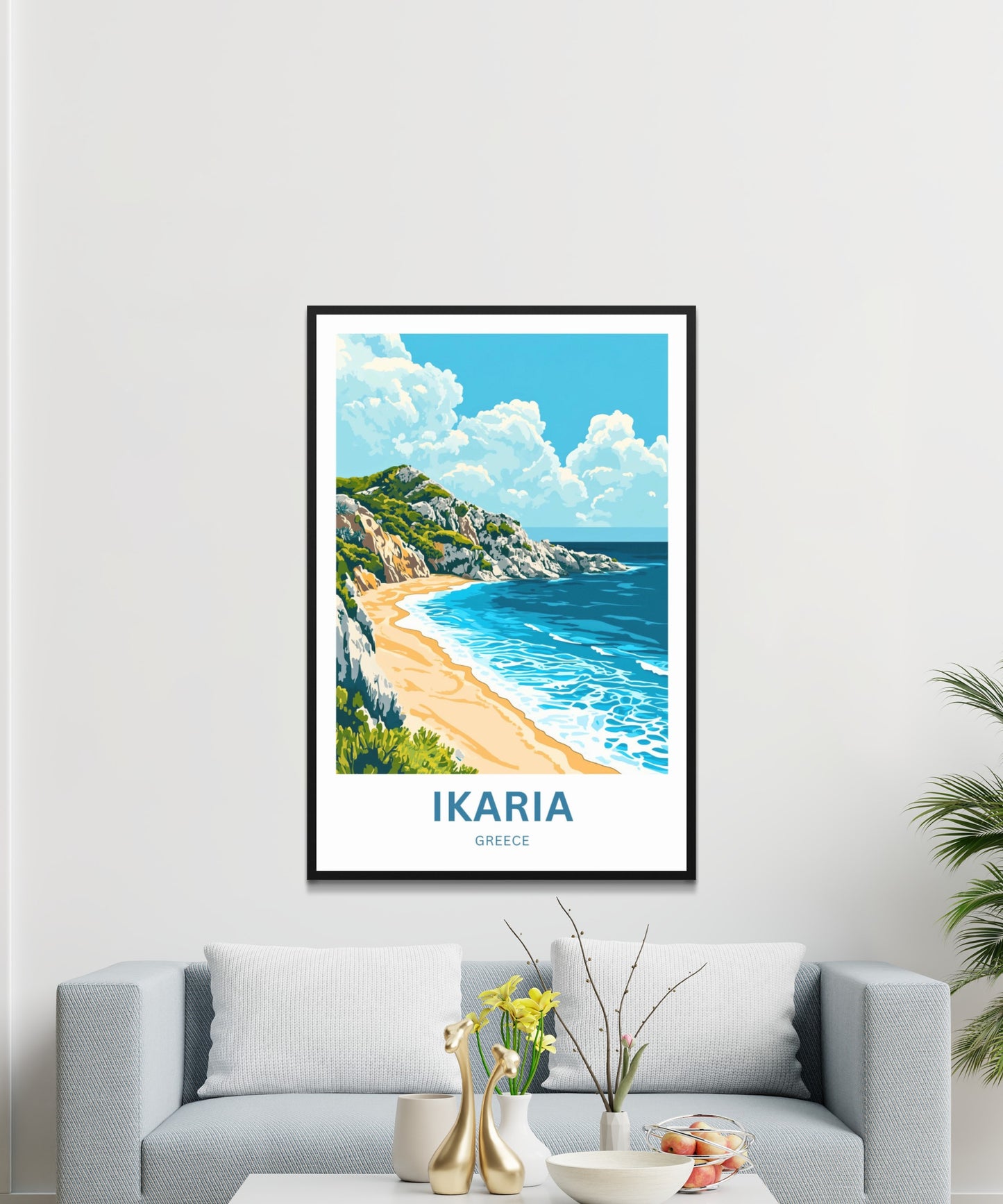 Ikaria Beach Travel Poster  - Whispers of the Waves