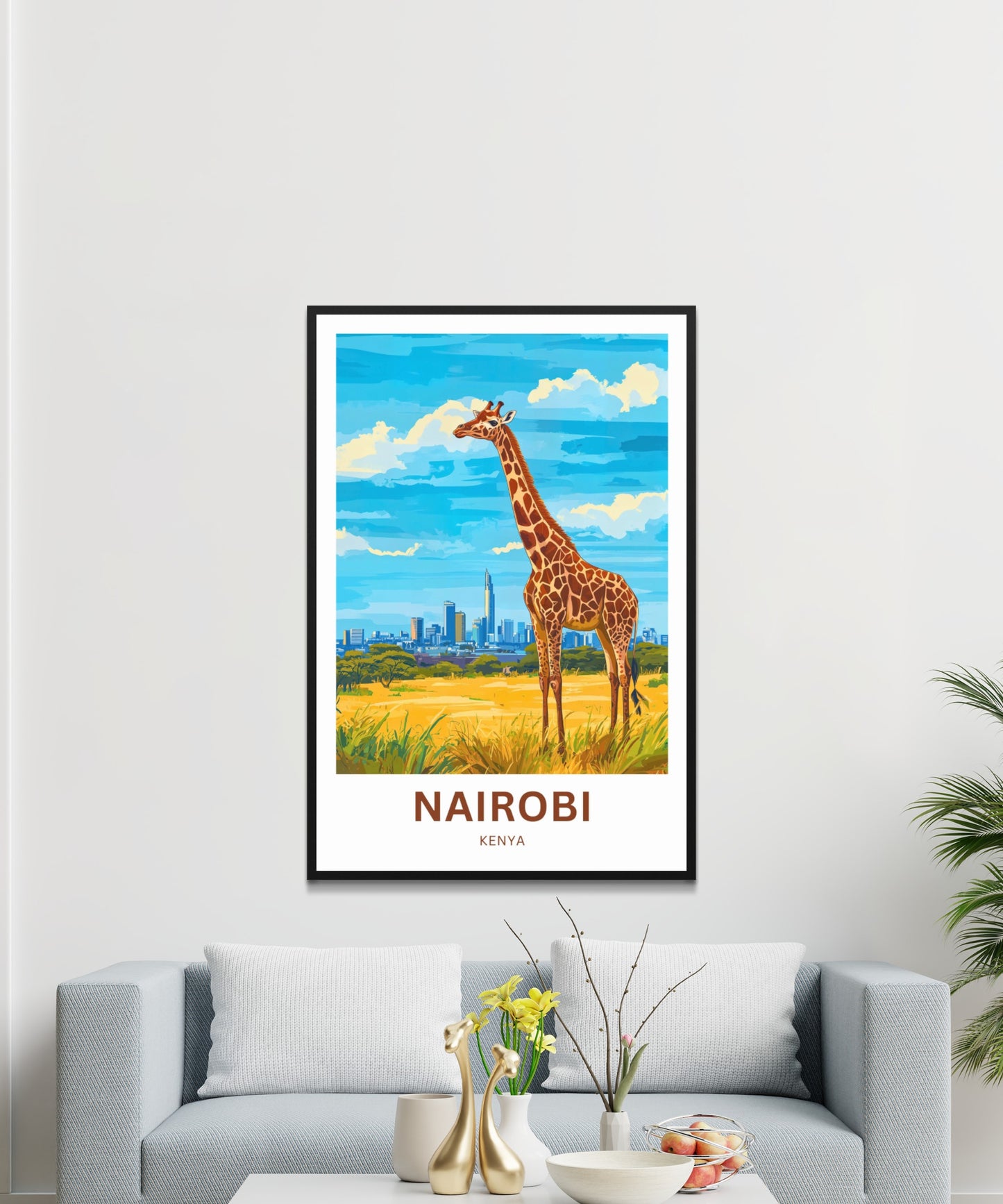 Nairobi Travel Poster - Skyline and Safari
