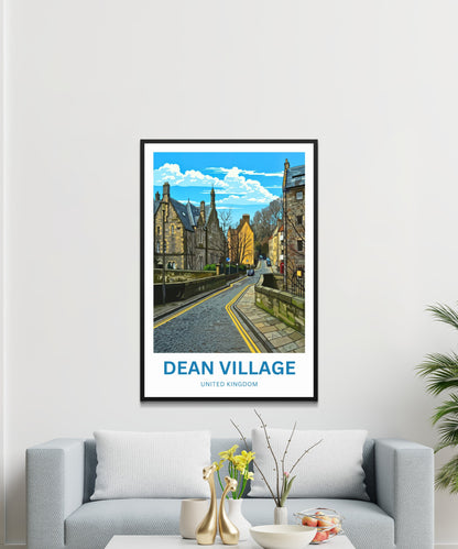 Dean Village Travel Poster - Village Street