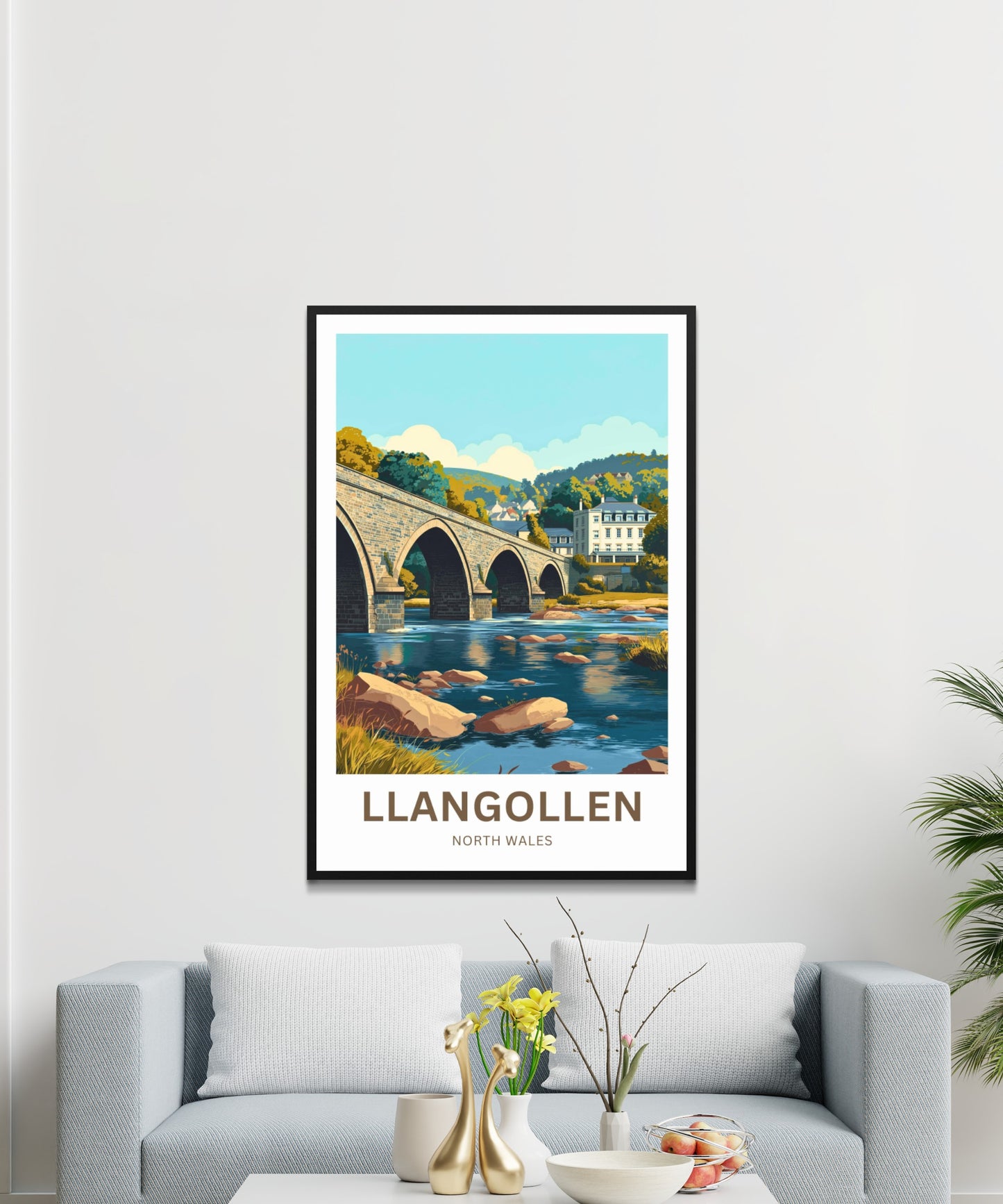 Llangollen Travel Poster - Stone Bridge Scene