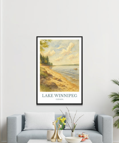Lake Winnipeg, Watercolor design poster, Canada Print, Lake Winnipeg Wall Art