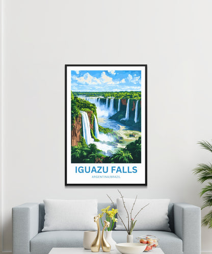 Iguazu Falls Travel Poster - Argentina and Brazil