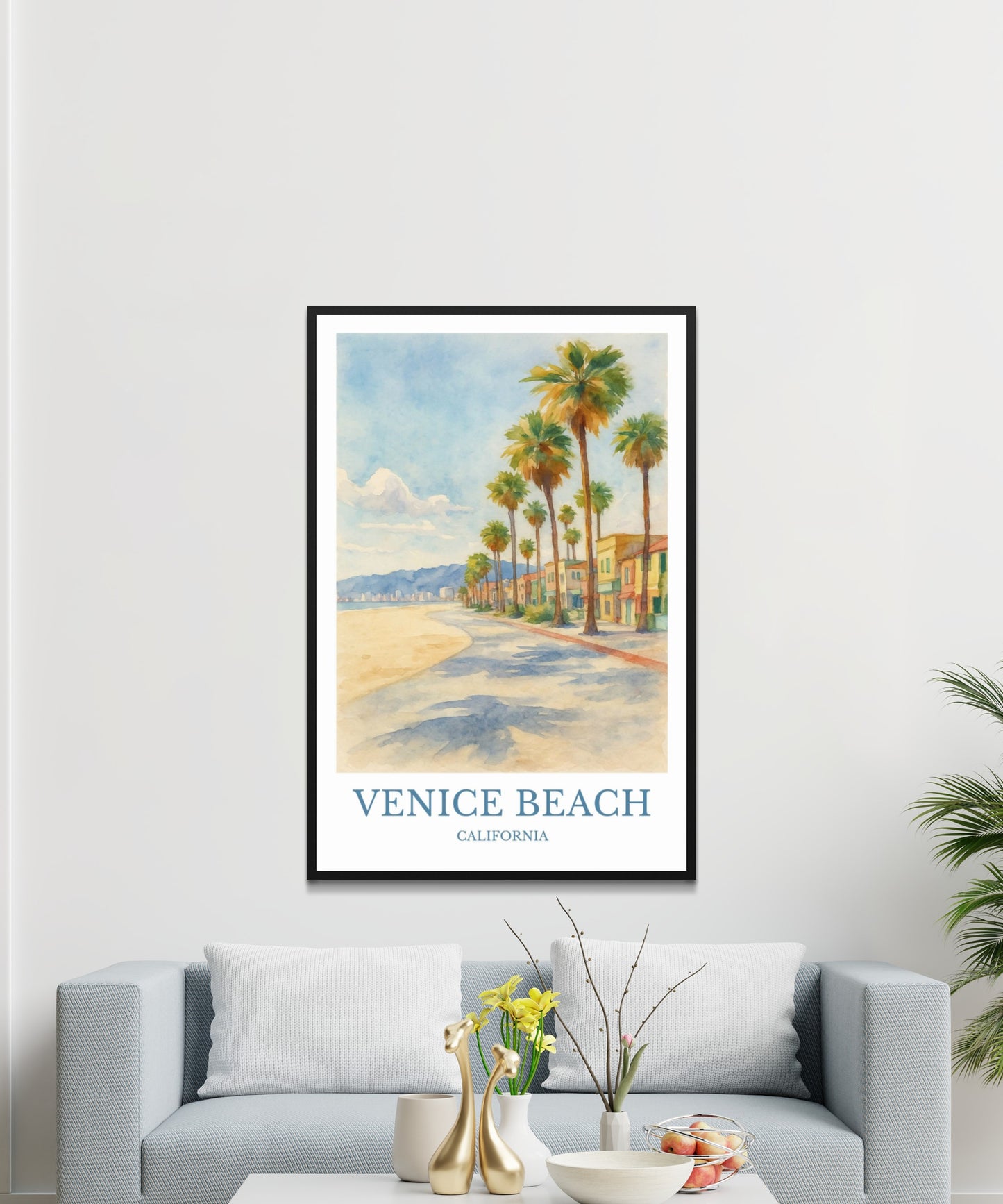 Venice Beach, Watercolor design poster, California Print, Venice Beach Wall Art