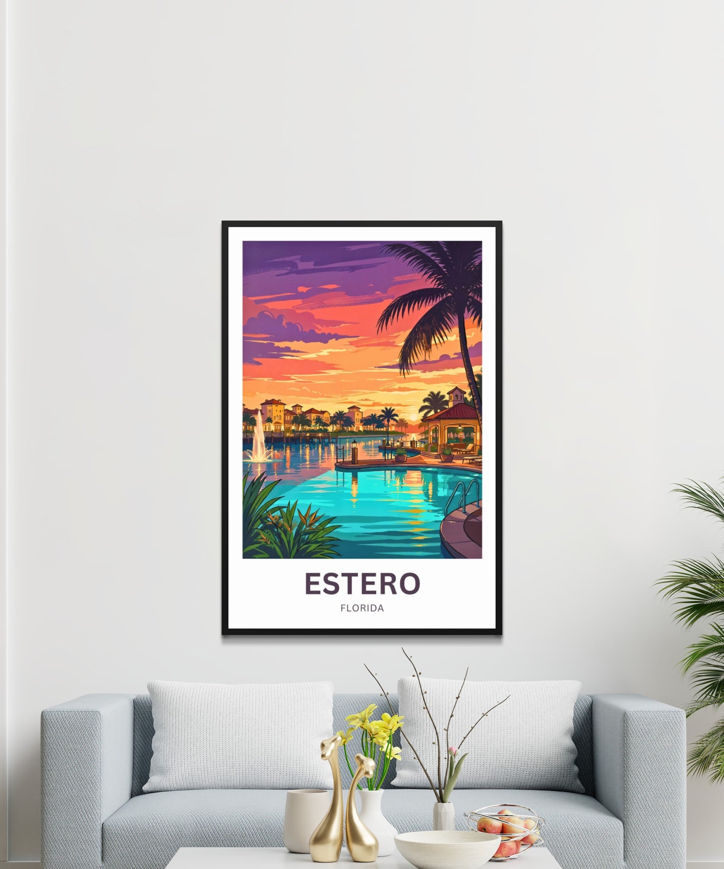 Estero Travel Poster - Sunsets & Palms