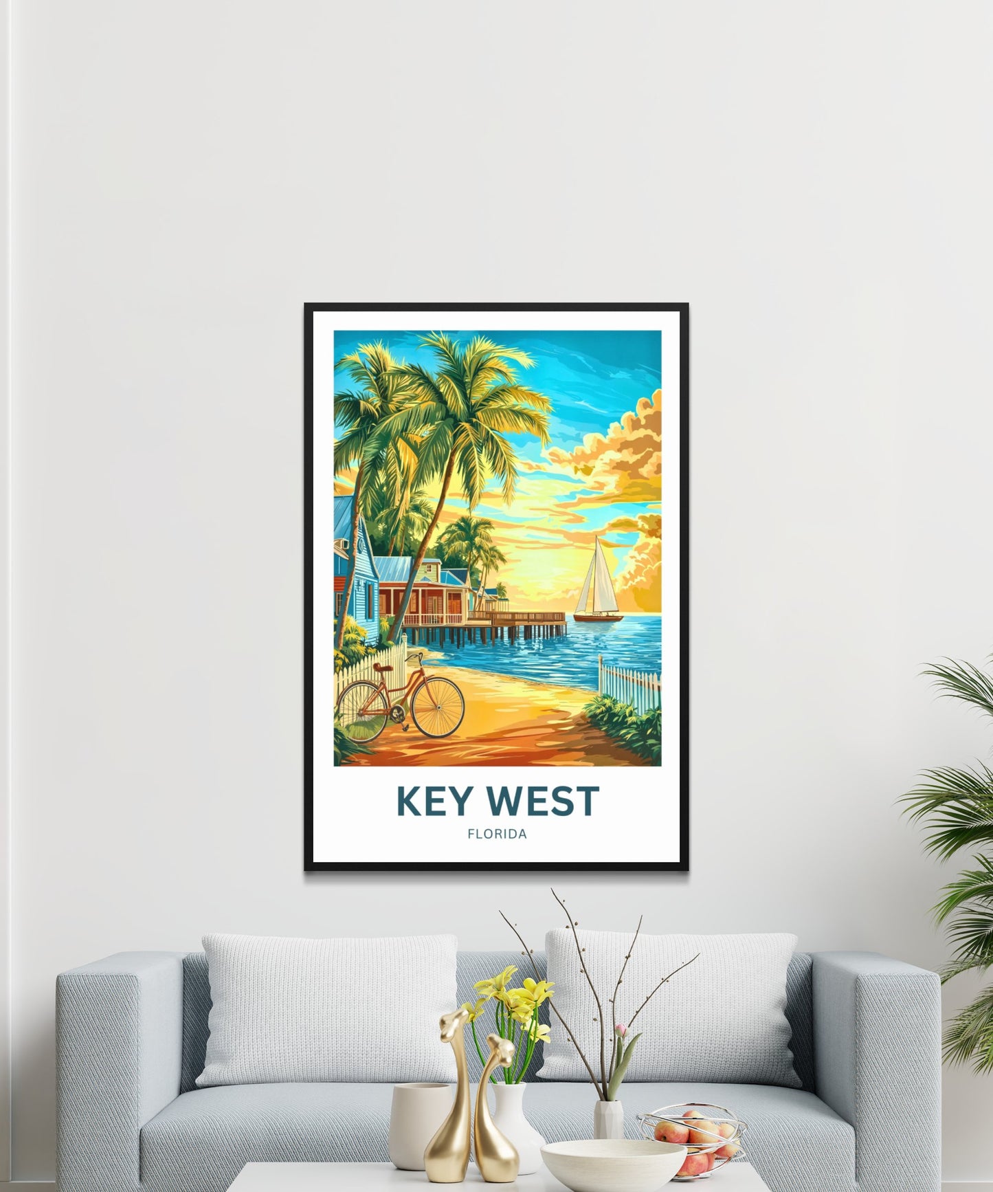 Key West Travel Poster -  Island Life Paradise at sunset, Florida