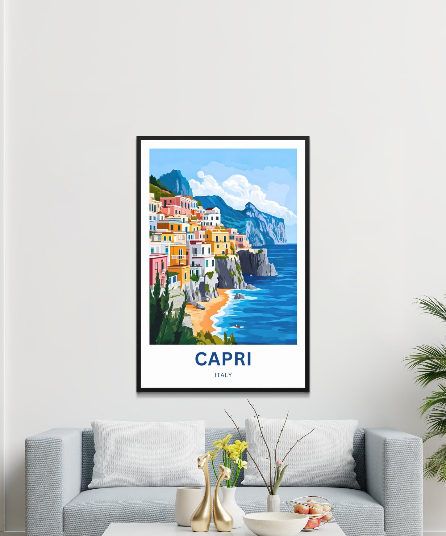 Capri Travel Poster - Stunning Italy Beauty Beyond the Mediterranean Horizon