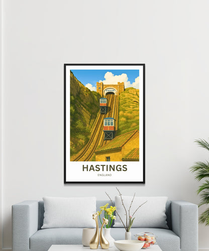 Hastings Travel Poster- Iconic Railway England