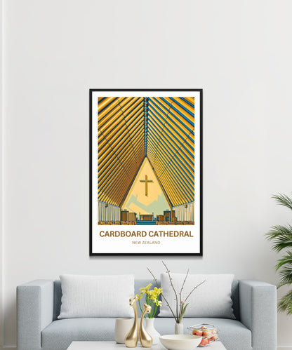 Cardboard Cathedral Travel Poster - Christchurch, New Zealand