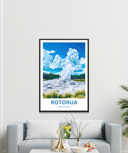 Rotorua Travel Poster - Geothermal Wonderland