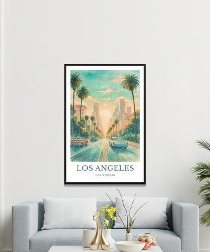 Los Angeles, Watercolor design poster, California Print, Los Angeles Wall Art